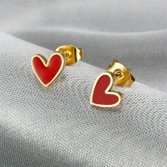 Red Heart Studs